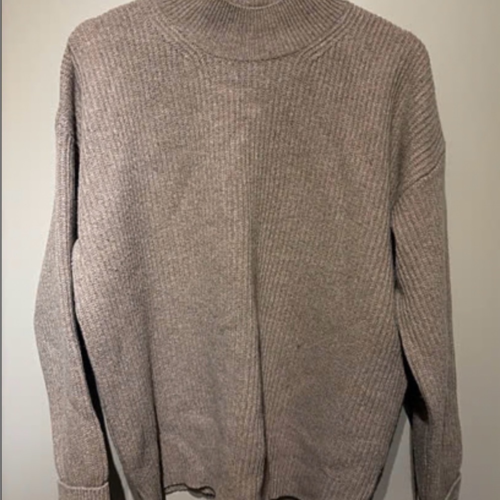 Aerie Crewneck Ribbed Knit Sweater - Taupe